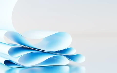 Blue curved paper, 3d rendering. Stock Illustration