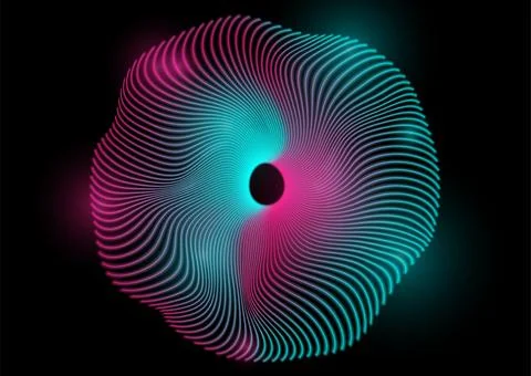Blue curved twisted circular lines abstract futuristic tech background. Vecto Illustrazione stock