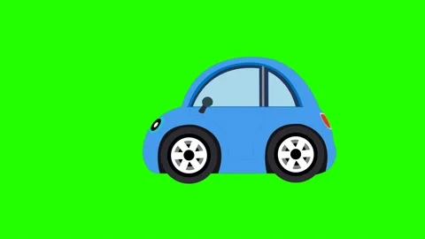 Blue Cute Car Green screen Animation. Remove Green color and Use your Project Stock Footage 201642037