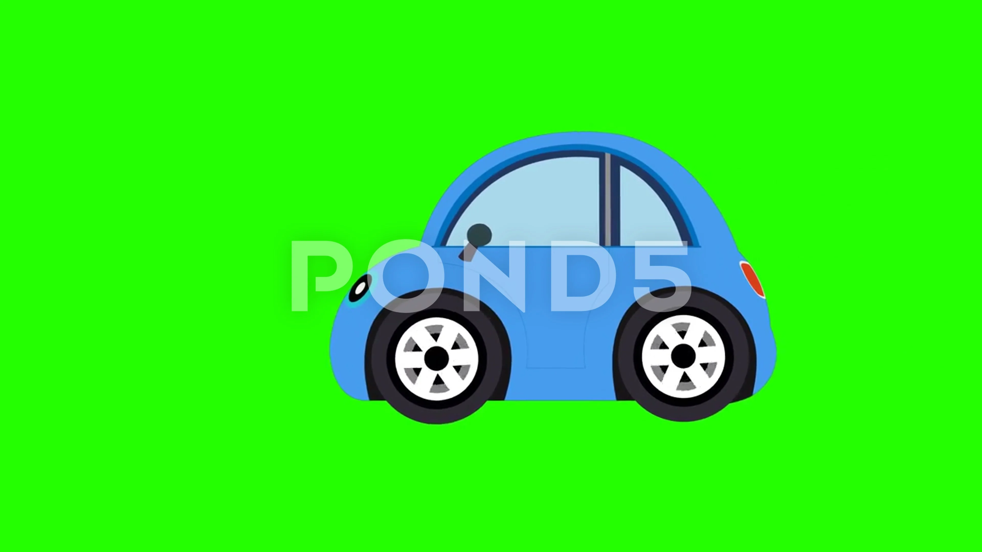 Blue Cute Car Green screen Animation. Re... | Stock Video | Pond5