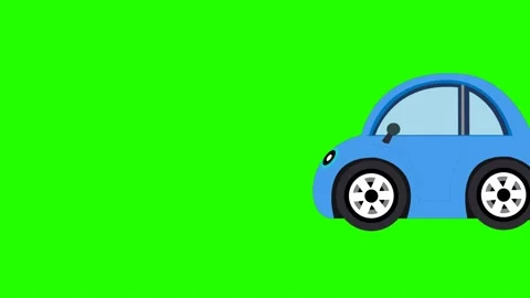Blue Cute Car Green screen Animation. Remove Green color and Use your Project Stock Footage 201642114