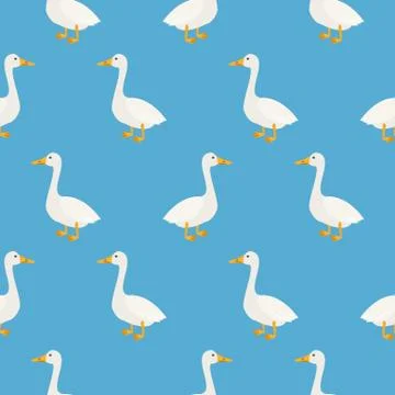 Blue cute geese seamless vector pattern イラスト素材