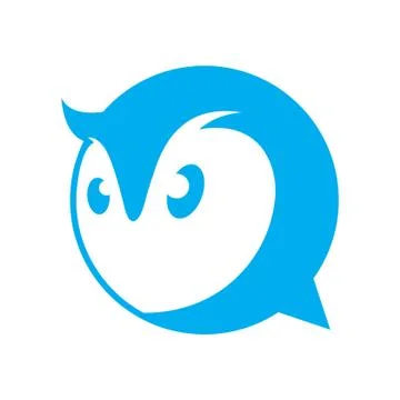 Blue cute owl chat Stock Illustration