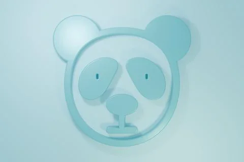 Blue Cute panda face icon isolated on blue background. Animal symbol. Minim.. Stock Illustration