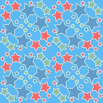 Blue cute seamless pattern with star and starry sky, ornament background for  Stock Illustration