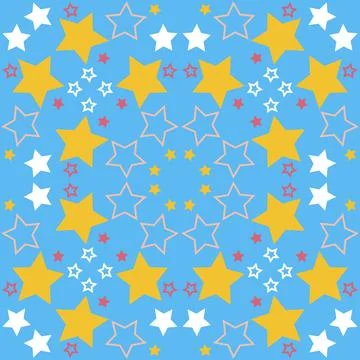 Blue cute seamless pattern with star and starry sky Stock Illustration