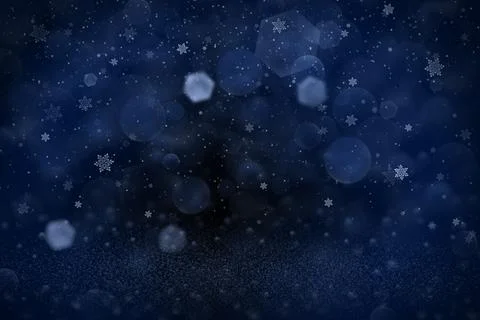 Blue cute sparkling abstract background glitter lights and falling snow flakes Illustrazione stock