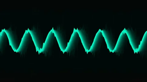 Blue cyan audio waveform motion background over black with glowing lines 库存影片 338038365