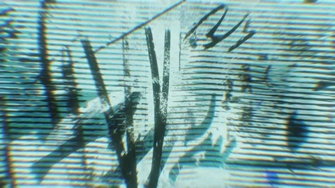 Blue Cyan Glitch Scanline Texture With Ink Scratches And Video Noise Stock Footage 335893494