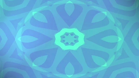 Blue cyan gradient background animation kaleidoscope floral shape geometric. Stock Footage 337377095
