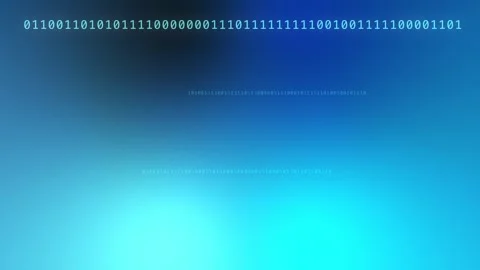 Blue cyan gradient with glowing horizontal binary code, Seamless Loop Stock Footage 341856867
