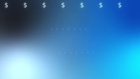 Blue cyan gradient with rows of glowing dollar symbols, Seamless Loop Stock Footage 341856705