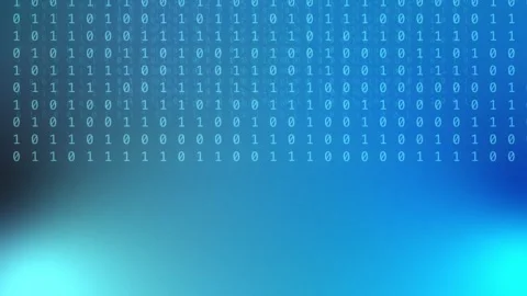 Blue cyan gradient with rows of glowing binary code, Loop Animation Stock Footage 341857918