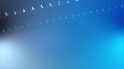 Blue cyan gradient with rows of glowing dollar symbols, Background Animation Stock Footage 341858282