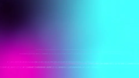 Blue cyan magenta gradient with horizontal glowing binary code, Loop Animation Stock Footage 341857844