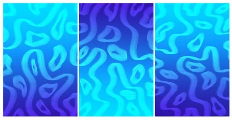 Blue Cyan Organic Maze Panel Triptych Background Stock Illustration