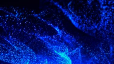 Blue-cyan particles flow, forming dynamic waves 스톡 일러스트