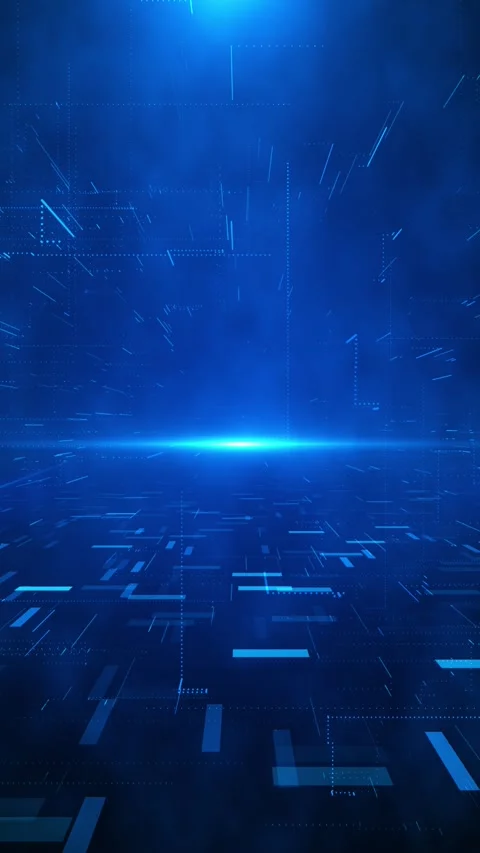 Blue Cyber Grid Data Motion Digital technology abstract background dots on 3d Stock Footage 314202286