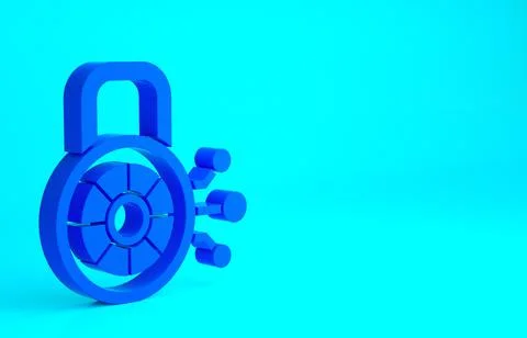 Blue Cyber security icon isolated on blue background. Closed padlock on digit Stock Illustration