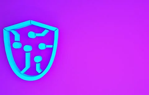 Blue Cyber security icon isolated on purple background. Shield sign. Safety c 库存插图