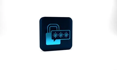 Blue Cyber security icon isolated on grey background. Closed padlock on digital Stockillustratie