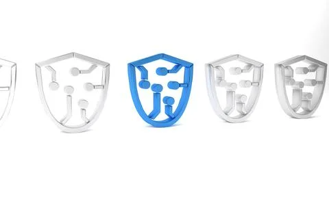 Blue Cyber security icon isolated on white background. Shield sign. Safety .. Stock Illustration