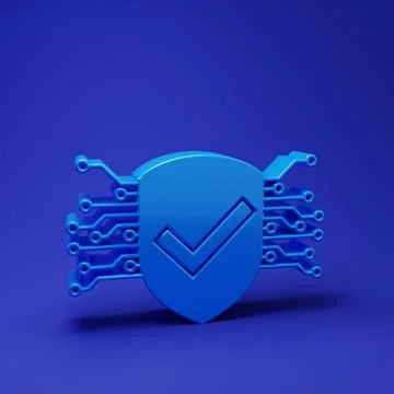Blue Cyber security icon isolated on blue background. Shield with check mar.. Stock Illustration