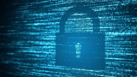 Blue cyber security with matrix . Technology binary code. Data visualization. Stock Footage 155926256