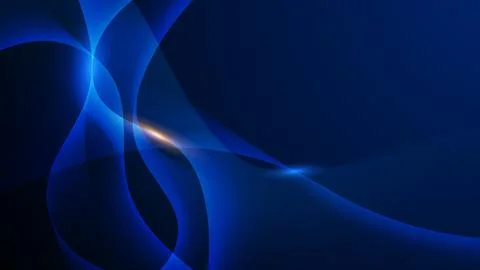 Blue Cyber Technology Background with Luminous Curved Light Waves. Illustrazione stock