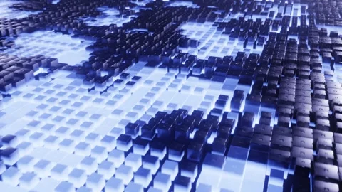 Blue Cybernetic Landscape. Looping animation represents endless landscape of bla Stock Footage 263116266