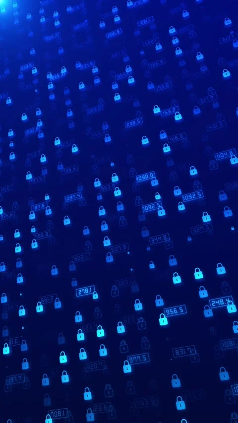 Blue Cybersecurity Lock Network Data Protection Background Stock Footage 341359677