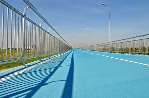 Blue cycle track Stock Photos