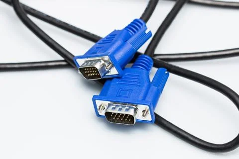 Blue D-sub cable Stock Photos