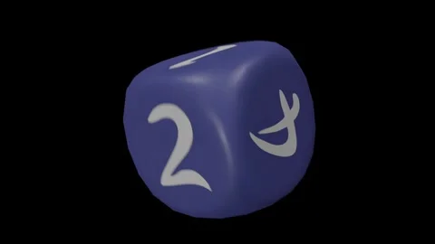 Blue D6 with an Arabic style Font Rolling in a Seamless Loop Stock Footage 253491884