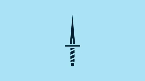 Blue Dagger icon isolated on blue background. Knife icon. Sword with sharp blade Stock Footage 231488590