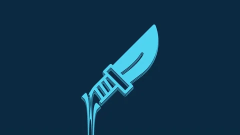 Blue Dagger icon isolated on blue background. Knife icon. Sword with sharp blade Stock Footage 235939927