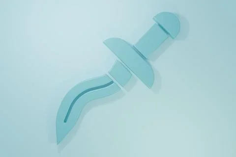 Blue Dagger icon isolated on blue background. Knife icon. Sword with sharp .. Stock Illustration