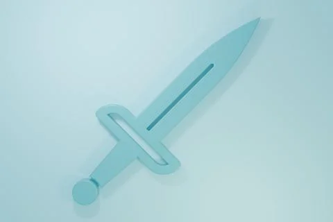 Blue Dagger icon isolated on blue background. Knife icon. Sword with sharp .. Stock Illustration