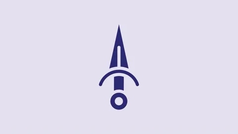 Blue Dagger icon isolated on purple background. Knife icon. Sword with sharp Stock Footage 232798918