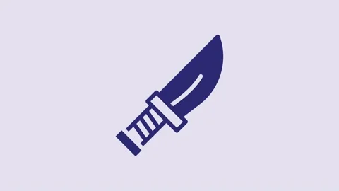 Blue Dagger icon isolated on purple background. Knife icon. Sword with sharp Stock Footage 232858990