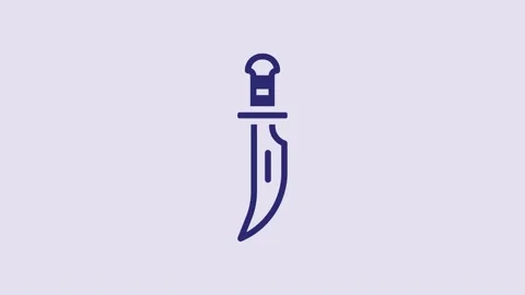 Blue Dagger icon isolated on purple background. Knife icon. Sword with sharp Stock Footage 232917059