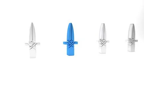 Blue Dagger icon isolated on white background. Knife icon. Sword with sharp.. Stock Illustration