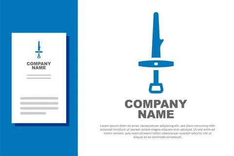 Blue Dagger icon isolated on white background. Knife icon. Sword with sharp.. Stock Illustration