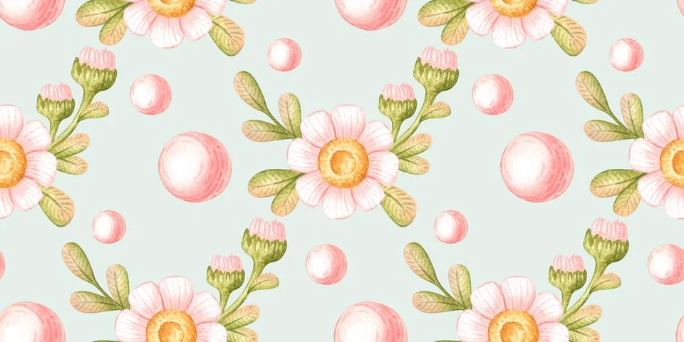 Blue a daisy pearl pattern Illustrazione stock