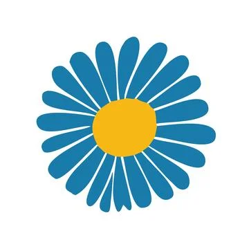 Blue daisy yellow center. Vector Stock Illustration