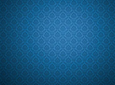 Blue damask pattern background Stock Illustration