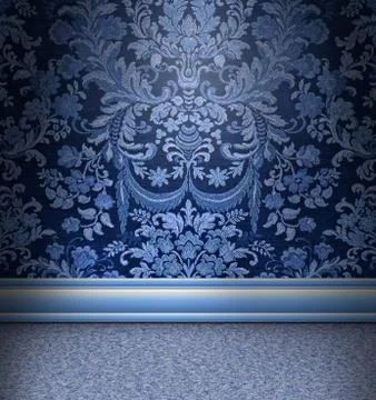 Blue damask room Stock Illustration