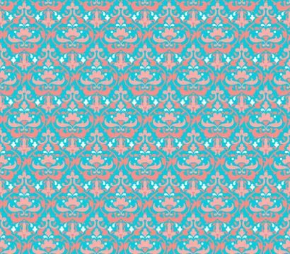 Blue Damask seamless pattern Stock Illustration