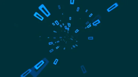 Blue, dark background, appearing and disappearing rectangles in big swirl, .. Stock Footage 251344377