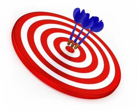 Blue Darts On Red Target Stock Illustration
